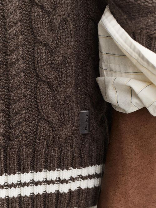 Gant Cárdigan Punto Trenzado Brown Model / Voorkant