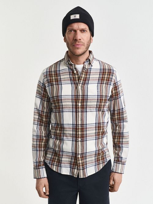 Gant Chemise Flannel Ecru A Carreaux Model / Voorkant