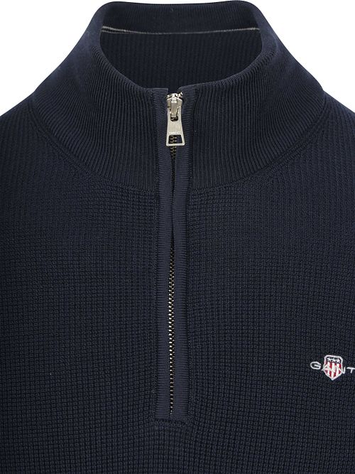Gant Half Zip Pullover Micro Textured Navy Product / Detail