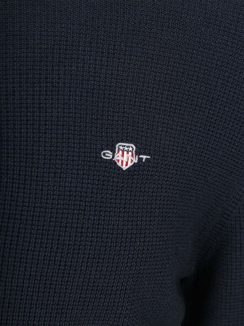 Gant Half Zip Trui Micro Textured Navy Product / Detail