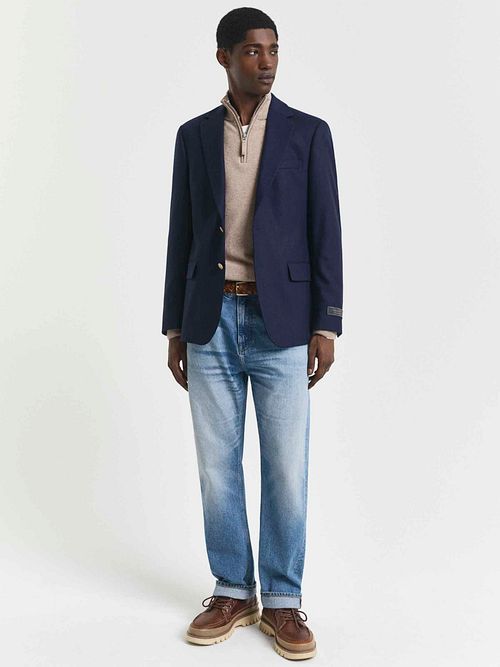 Gant Halfzip Ulltröja Logotyp Beige Model / Voorkant