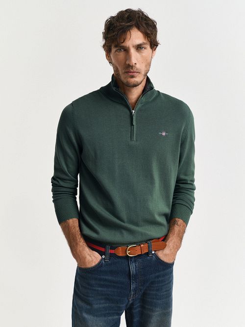 Gant Halfzip Wol Trui Logo Groen Model / Voorkant