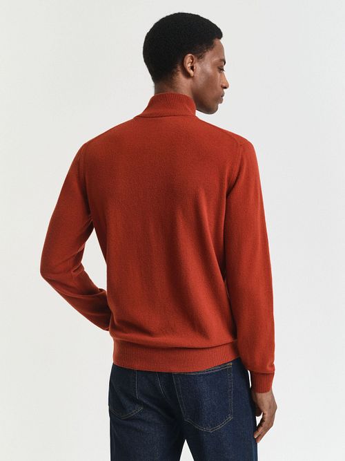 Gant Halfzip Wool Sweater Logo Rust Model / Achterkant