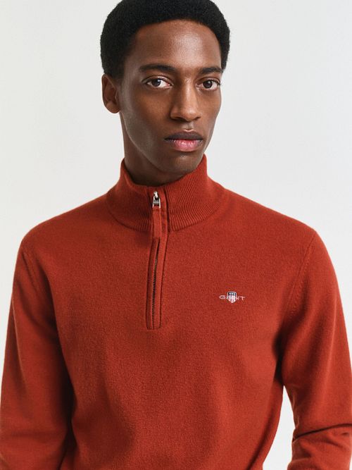 Gant Halfzip Wool Sweater Logo Rust Model / Detail