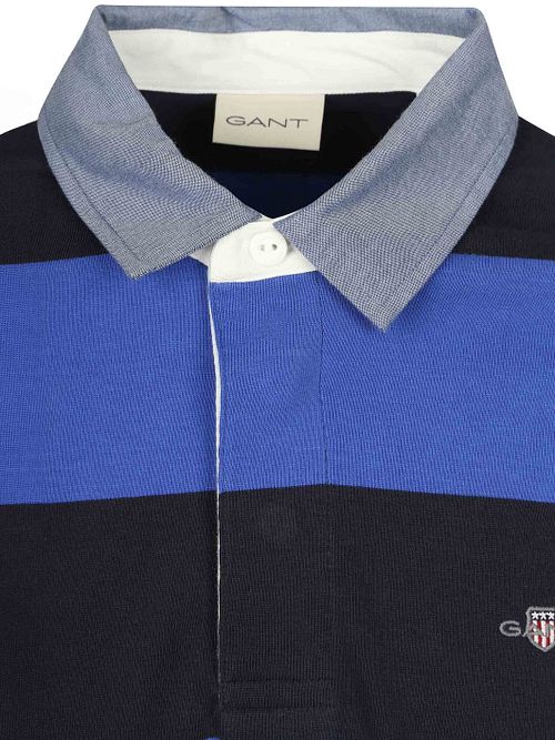 Gant Heavy Rugger Shield Poloshirt Streifen Navy Royal Blue Product