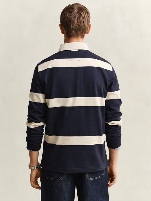 Gant Heavy Rugger Stripe Shield Polo Shirt Stripes Navy White Model / Achterkant