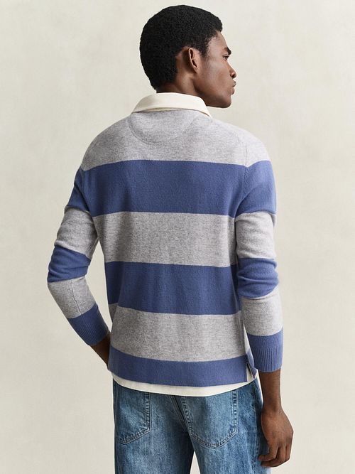 Gant Rugger Polo Knitted Blu/Grigio Model / Voorkant