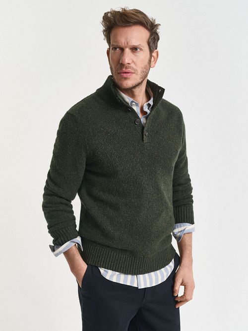 Gant Mocker Pullover Wool Blend Dark Green Model / Voorkant