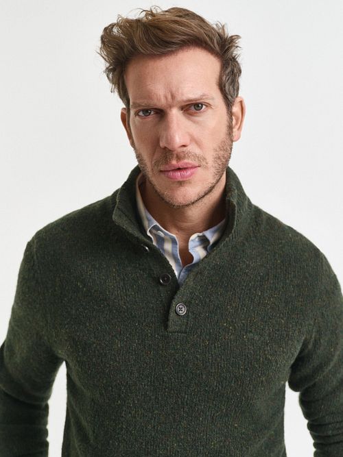 Gant Mocker Pullover Wool Blend Dark Green Model / Detail