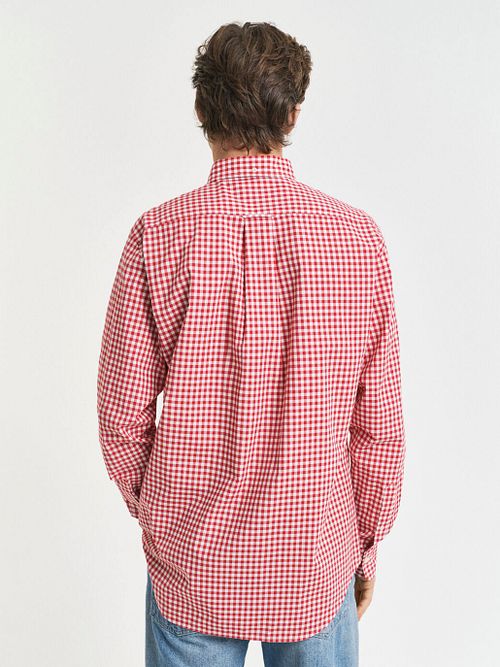 Gant Poplin Banker Overhemd Streep Rood Model / Achterkant