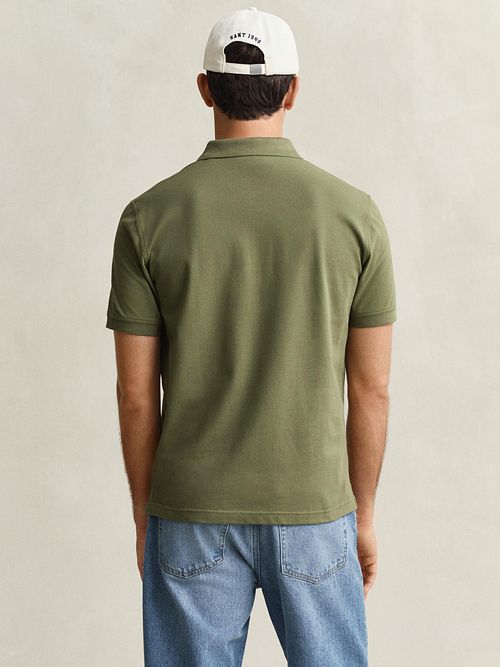 Gant Contrast Piqué Polo Shirt Herb Green Model / Achterkant