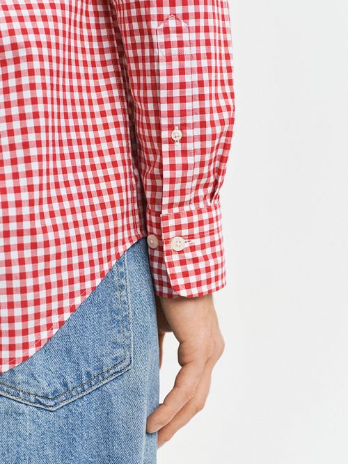 Gant Poplin Banker Hemd Streep Rood Model / Detail