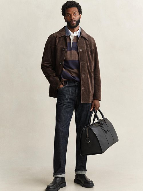 Gant Rugger Shield Polo A Righe Navy/Brown Model / Voorkant