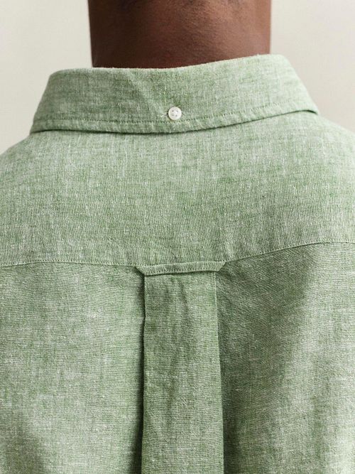 Gant Shirt Cotton Linen Green Model / Detail