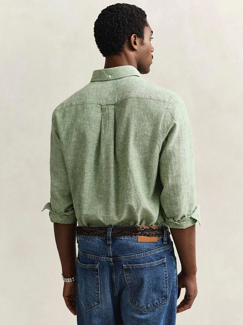 Gant Skjorte Cotton Linen Grøn Model / Achterkant