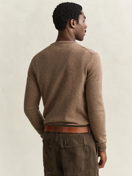 Sweter GANT z jagnięcej wełny, z półzamkiem, camel Model / Voorkant