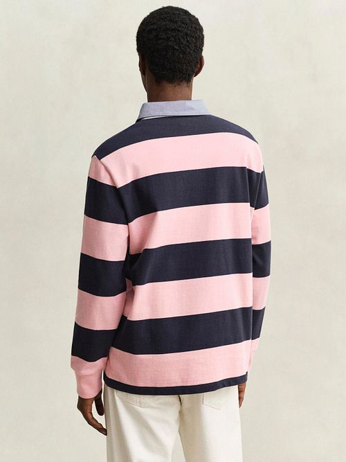 Gant Heavy Rugger Shield Polo Streep Navy Roze Model / Achterkant