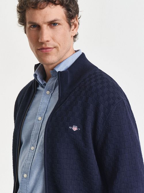 Gant Vest Texture Donkerblauw Model / Detail