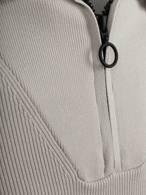 Suitable Half Zip Genser Tias Cooldry Strikket Greige Product / Detail