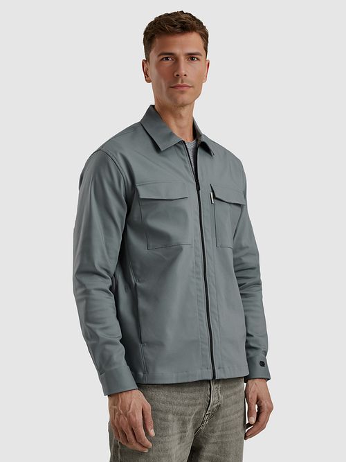Cast Iron Tech Overshirt med Lynlås Stormy Blå Model / Voorkant