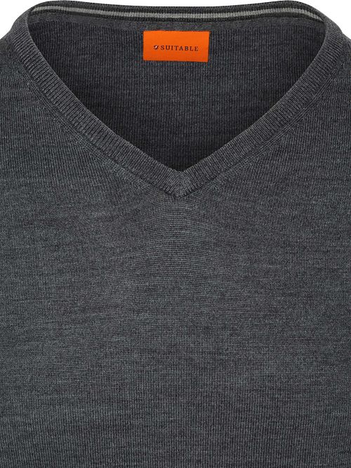 Suitable Merino Pullover V-Hals Antraciet Product / Detail