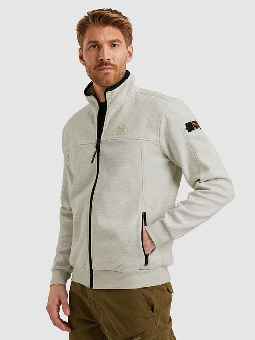 PME Legend Strickjacke Interlock Greige Model / Zijkant