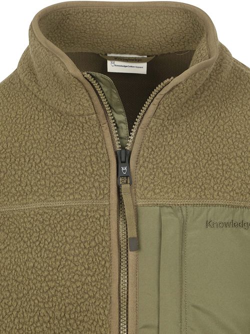 KnowledgeCotton Apparel Cardigan Fleece Olive Product / Detail