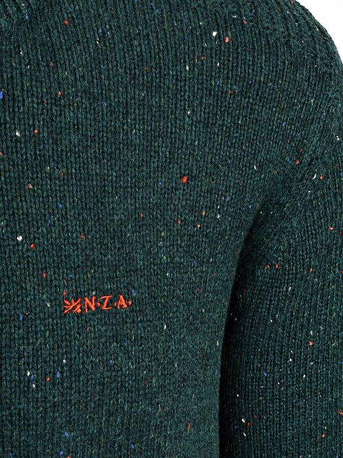 NZA Pullover Mocker Eltham Knit melange dark hunter green