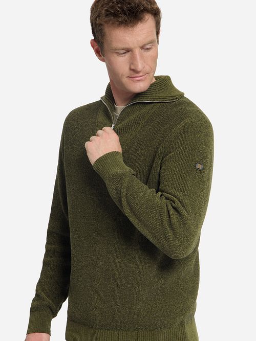 No Excess Half zip Jumper Chenille Olive Model / Voorkant