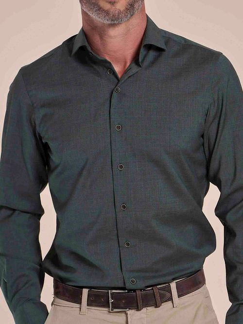 R2 Wool Shirt Dark Green Model / Detail