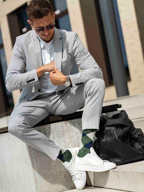 Burlington Manchester Socks Checkered Green 7982 Model / Sfeerbeeld