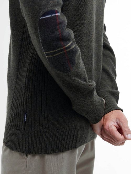 Barbour Half Zip Pullover Wool Olive Model / Detail
