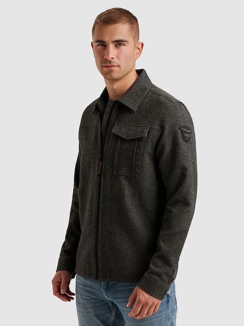 PME Legend Overshirt Wool Blend Herringbone Grey Model / Voorkant