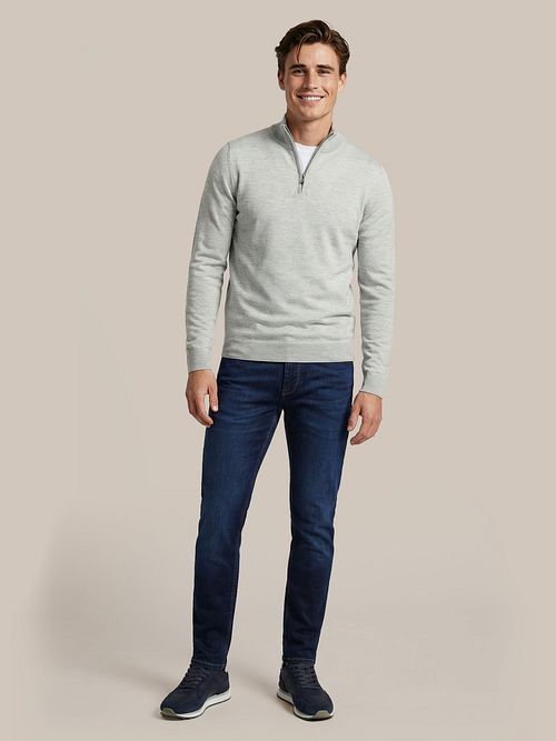 Suitable Crew Zip Merino Maglione Grey Model / Voorkant