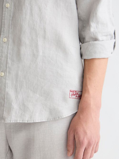 Scotch and Soda Linnen Core Hemd Grijs Model / Detail