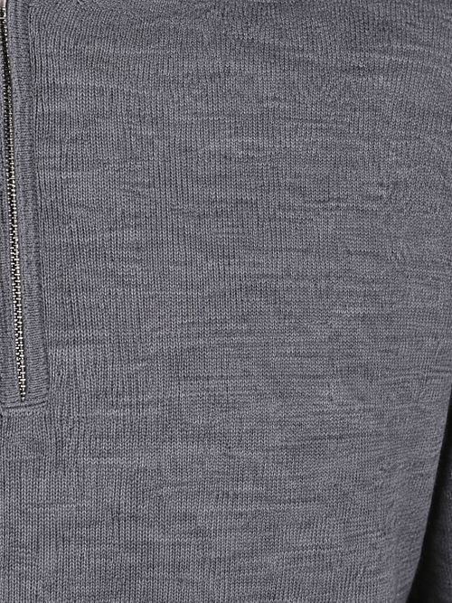 Profuomo Half Zip Pullover Merinowol Grijs