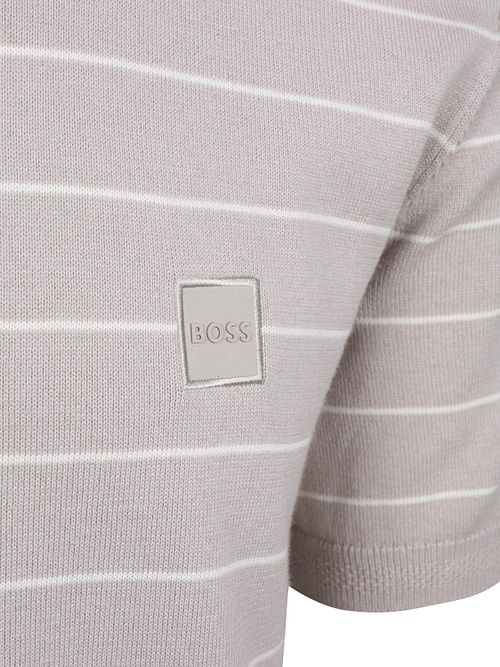 Camiseta de punto BOSS Kanacho regular fit a rayas en gris Product / Detail