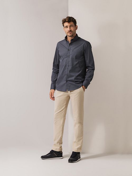 State of Art Chemise Impression Bleu Gris Model / Voorkant