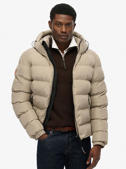 Superdry Veste Bouffante Hooded Greige Model / Voorkant