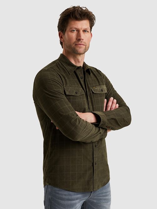 PME Legend Overshirt Fine Corduroy Beluga Grøn Model / Voorkant
