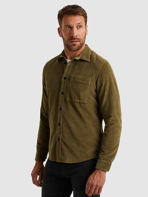 PME Legend Overshirt Dobby Corduroy Dusky Grøn Model / Zijkant