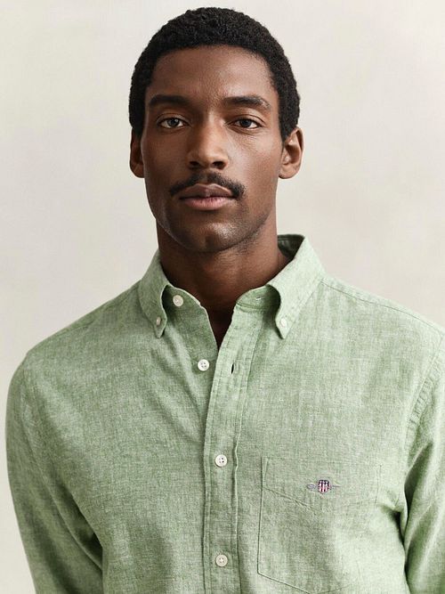 Gant Overhemd Cotton Linen Groen Model / Detail