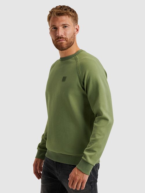 PME Legend Sweater Logo Loden Grøn Model / Zijkant