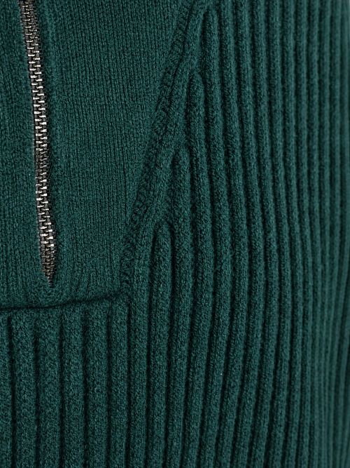 Suitable Half Zip Trui Sailor Wool Blend Donkergroen