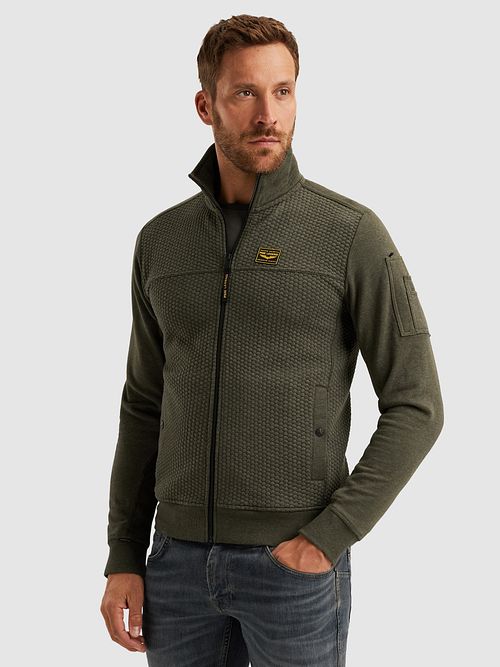 PME Legend Vest Jacquard Interlock Beluga Groen Model / Voorkant