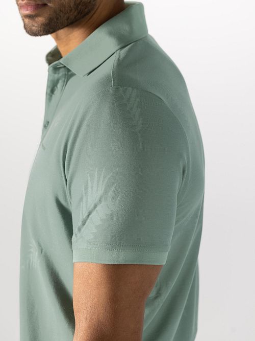 State of Art Polo Piqué Bladmönster Jade Model / Zijkant