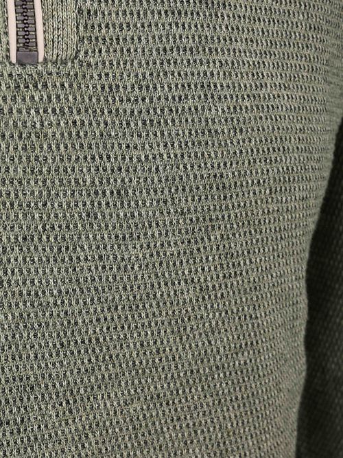 CASAMODA Halfzip Tröja Structure Grön melange