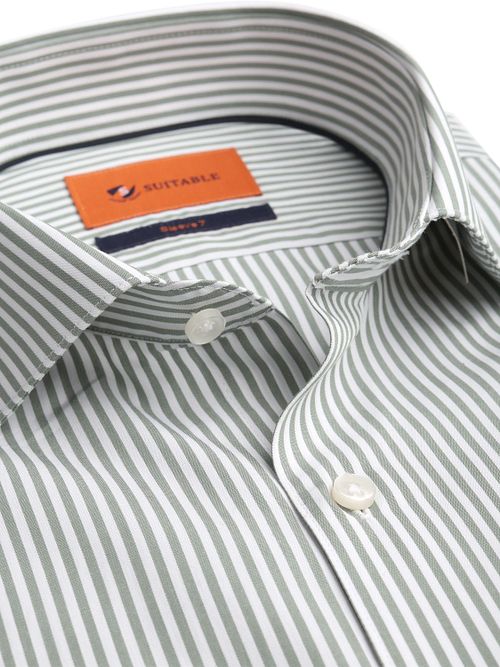 Suitable Twill Skjorte Med Ekstra Lange Ermer Stripet Grønn Product / Detail