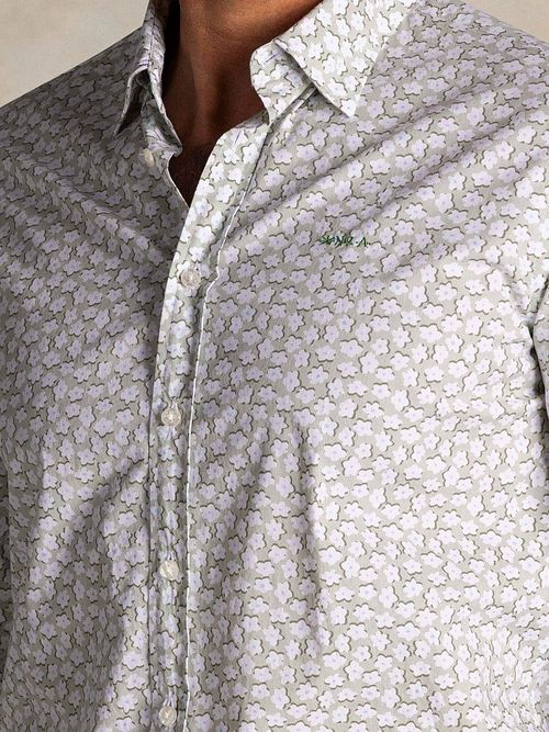 NZA Skjorte Oban Poplin Flower Print Grønn Model / Achterkant