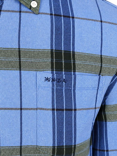 NZA Hemd BD Waihi Flannel-Karo Ink Blue